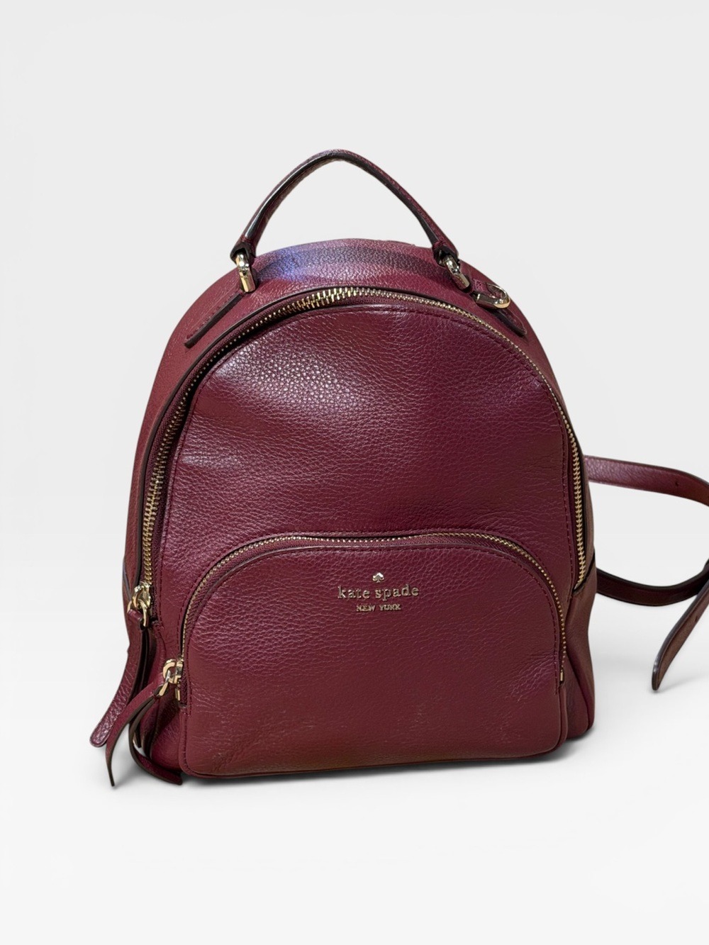 Kate Spade New York Jackson Medium Backpack Burgundy Pebbled Leather